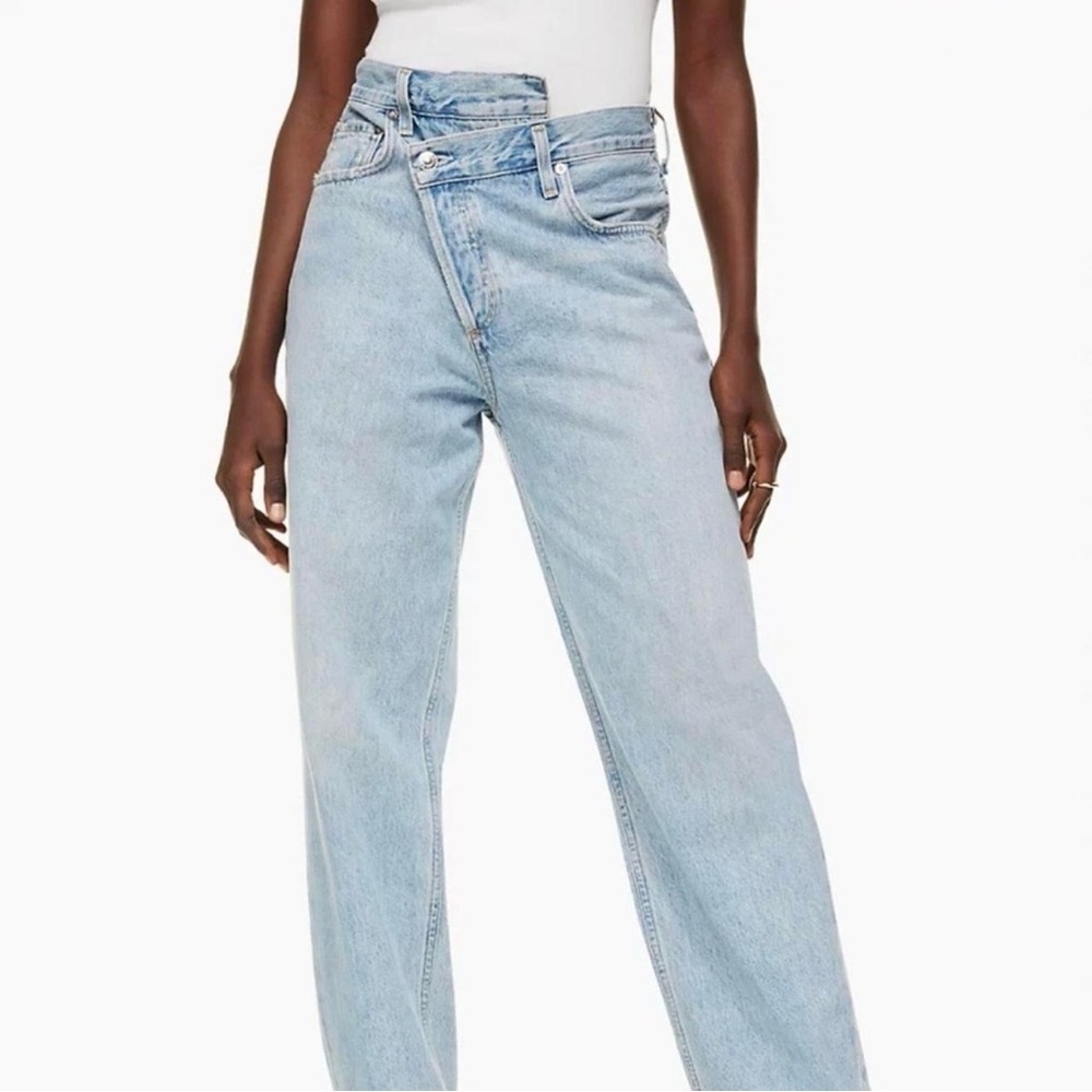 Agolde Criss Cross High Rise Light Wash Denim Straight Leg Women’s size 24